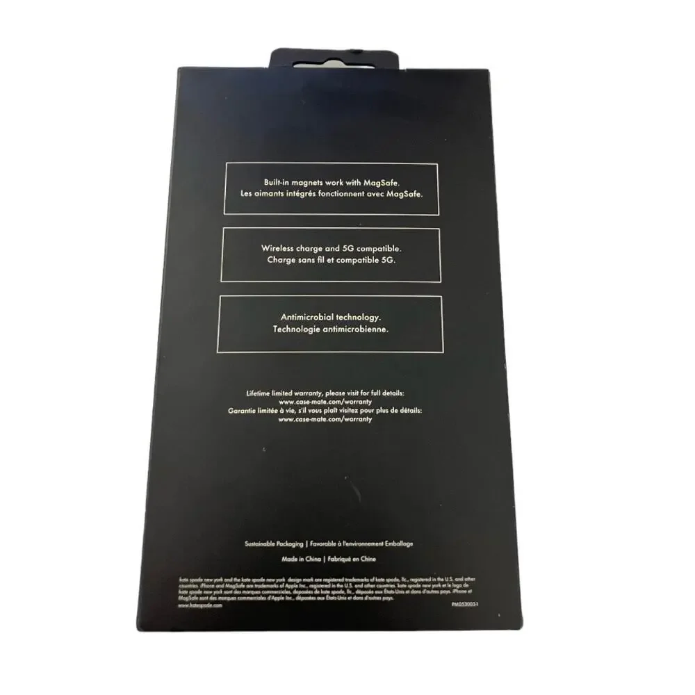 New Kate Spade iPhone 14 Pro Max Black Gold White Phone Case